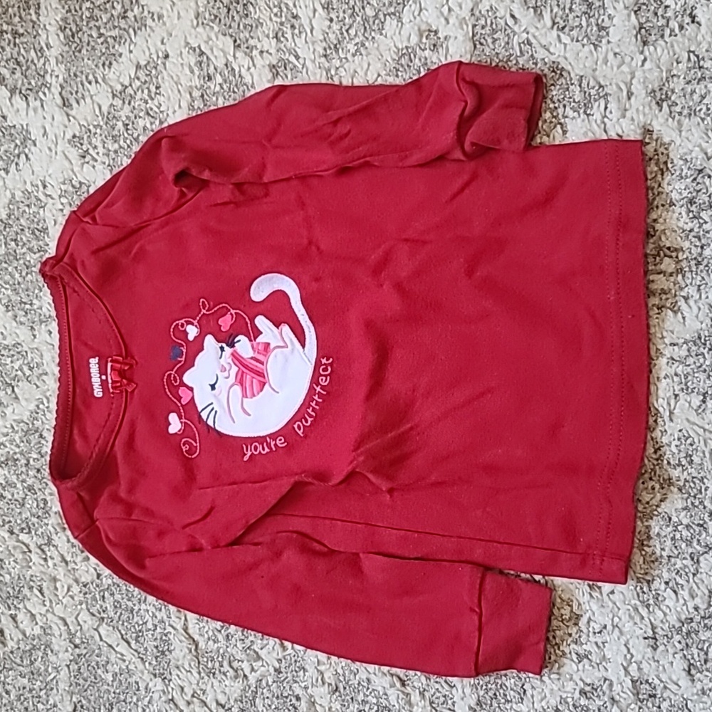 20 for $10 - Gymboree Girls 3T Red "you're purrrfect" Long Sleeve Pajama Top